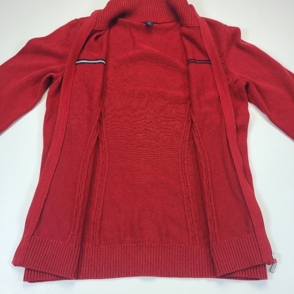 Tommy Hilfiger Full Zip Long Sleeve Sweater Jacket Cable Knit Red, Size Medium - Picture 7 of 15